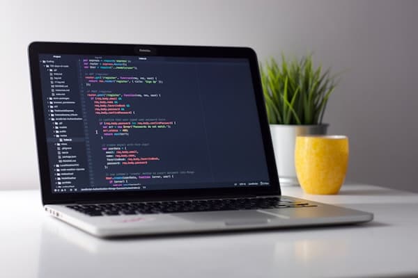 Laptop displaying coding environment
